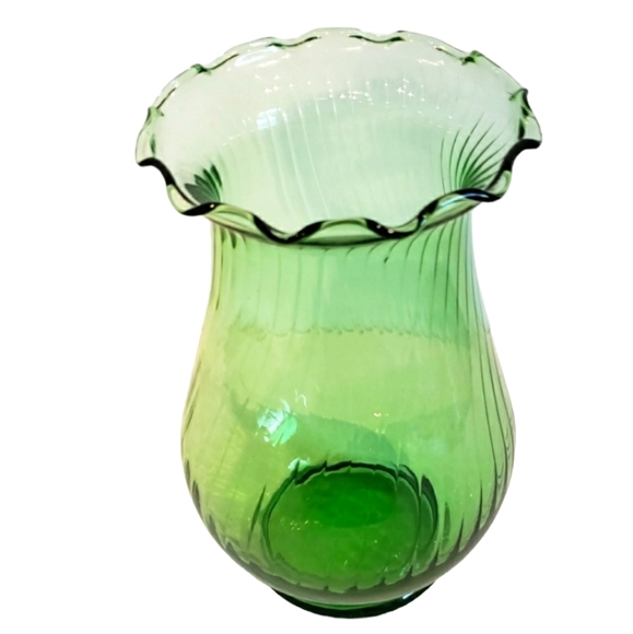 Vintage Anchor Hocking Emerald Green Optic Swirl Vase Holiday Gift - Picture 7 of 7